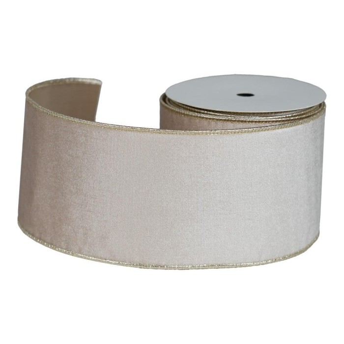 NASTRO DOUBLE FACE 100MMX10Y VELLUTO LAME BEIGE